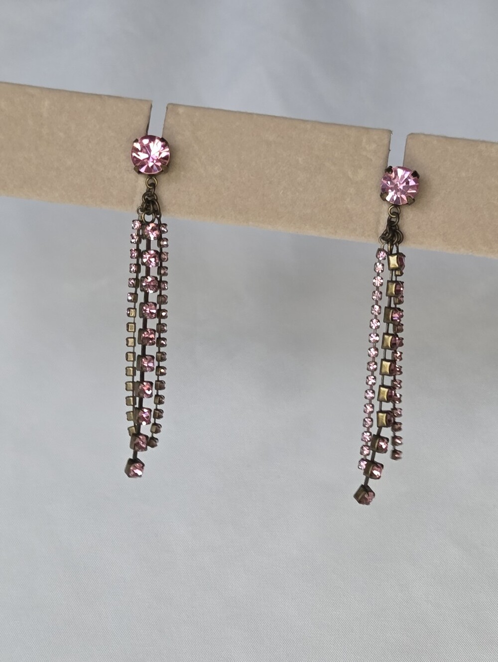 Betsey Johnson Pink Crystal Drop Earrings